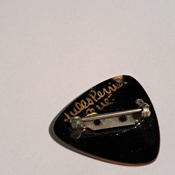 shiny black and gold Jules Perrier brooch - Picture 2 of 5